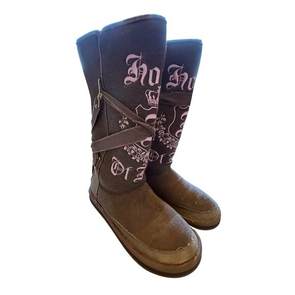 Vintage Juicy Couture Brown & Pink Boots, Size 8 - Picture 1 of 3